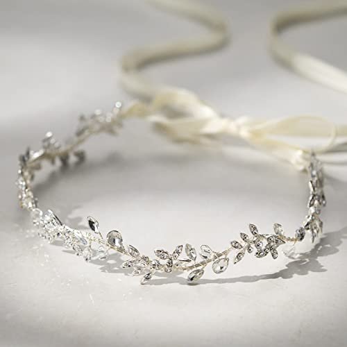 SWEETV Rhinestones Bridal Headband Silver Crystal Wedding Headpiece for Bride Bridesmaid Flower Girl Hair Accessories Avelisse