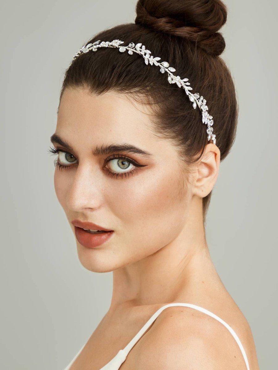 SWEETV Rhinestones Bridal Headband Silver Crystal Wedding Headpiece for Bride Bridesmaid Flower Girl Hair Accessories Avelisse