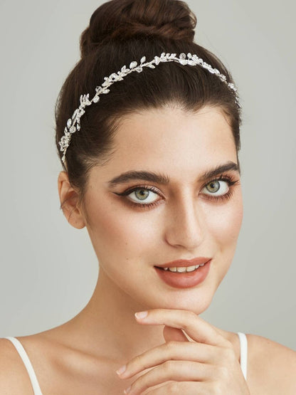 SWEETV Rhinestones Bridal Headband Silver Crystal Wedding Headpiece for Bride Bridesmaid Flower Girl Hair Accessories Avelisse