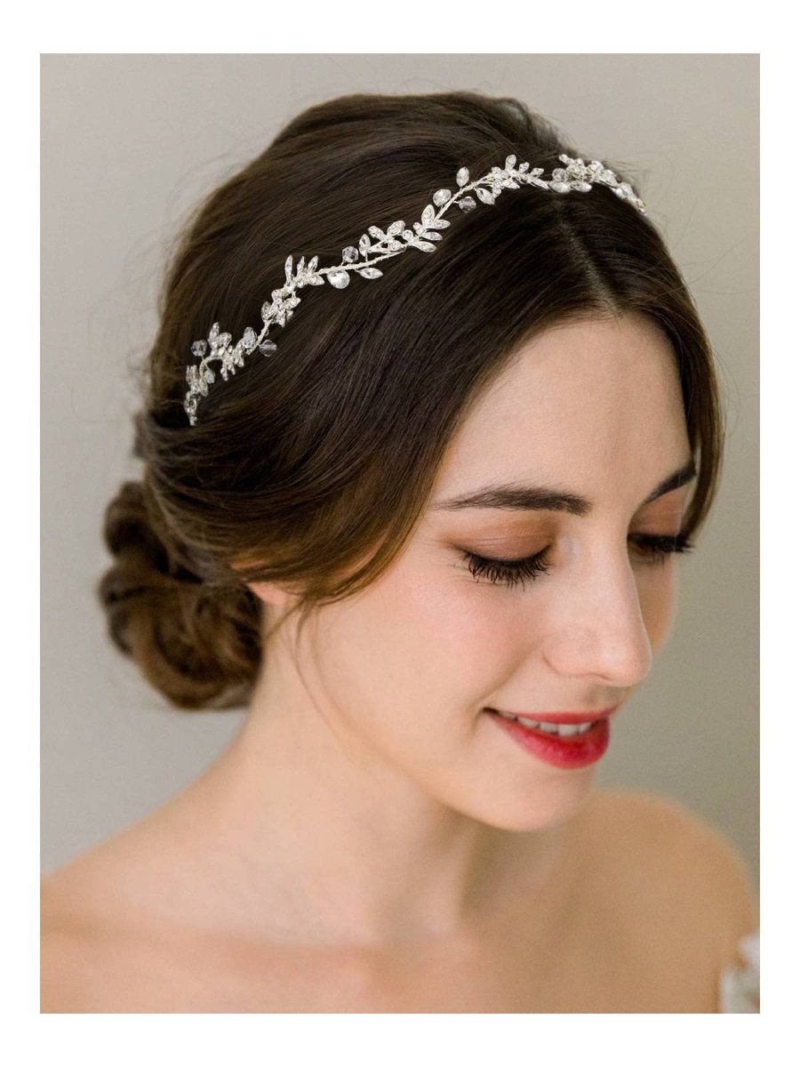 SWEETV Rhinestones Bridal Headband Silver Crystal Wedding Headpiece for Bride Bridesmaid Flower Girl Hair Accessories Avelisse