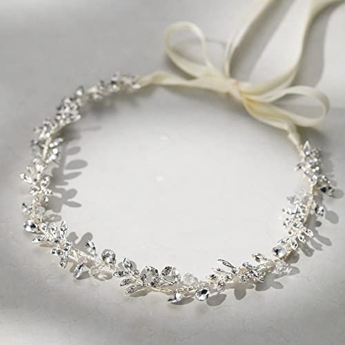 SWEETV Rhinestones Bridal Headband Silver Crystal Wedding Headpiece for Bride Bridesmaid Flower Girl Hair Accessories Avelisse
