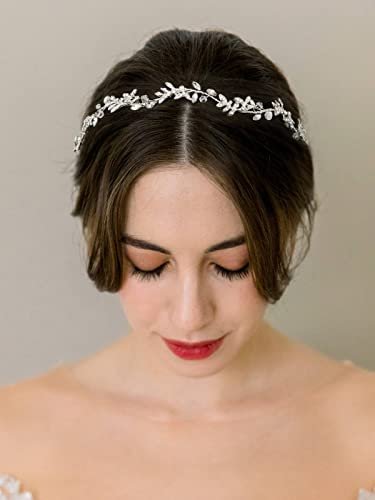 SWEETV Rhinestones Bridal Headband Silver Crystal Wedding Headpiece for Bride Bridesmaid Flower Girl Hair Accessories Avelisse