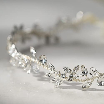 SWEETV Rhinestones Bridal Headband Silver Crystal Wedding Headpiece for Bride Bridesmaid Flower Girl Hair Accessories Avelisse