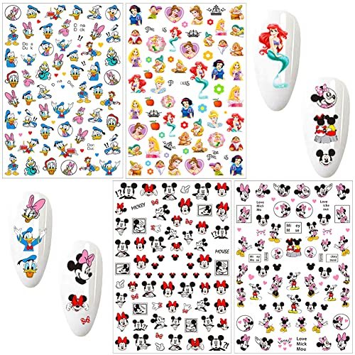 3D Cartoon Nail Art Stickers - 4 Sheets of Cute Self-Adhesive Nail Decals for Women, Environmentally Friendly Materials - görsel 4