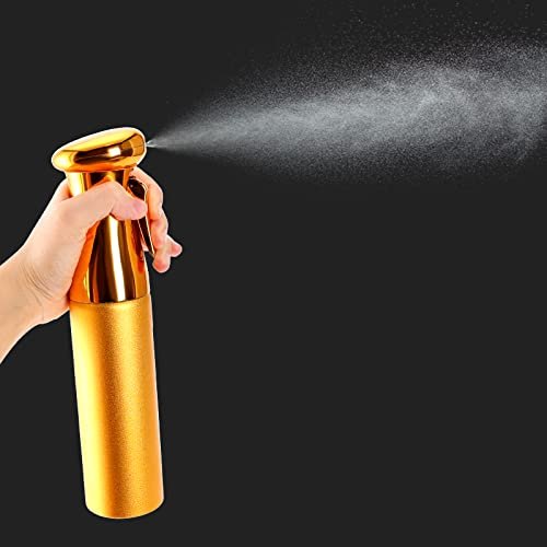 ZIBARBER Salon Style Hair Spray Misting Bottle – Fine Mist Continuous Spray, 10 oz Gold Aluminum Water Mister for Hairstyling & Cleaning Avelisse