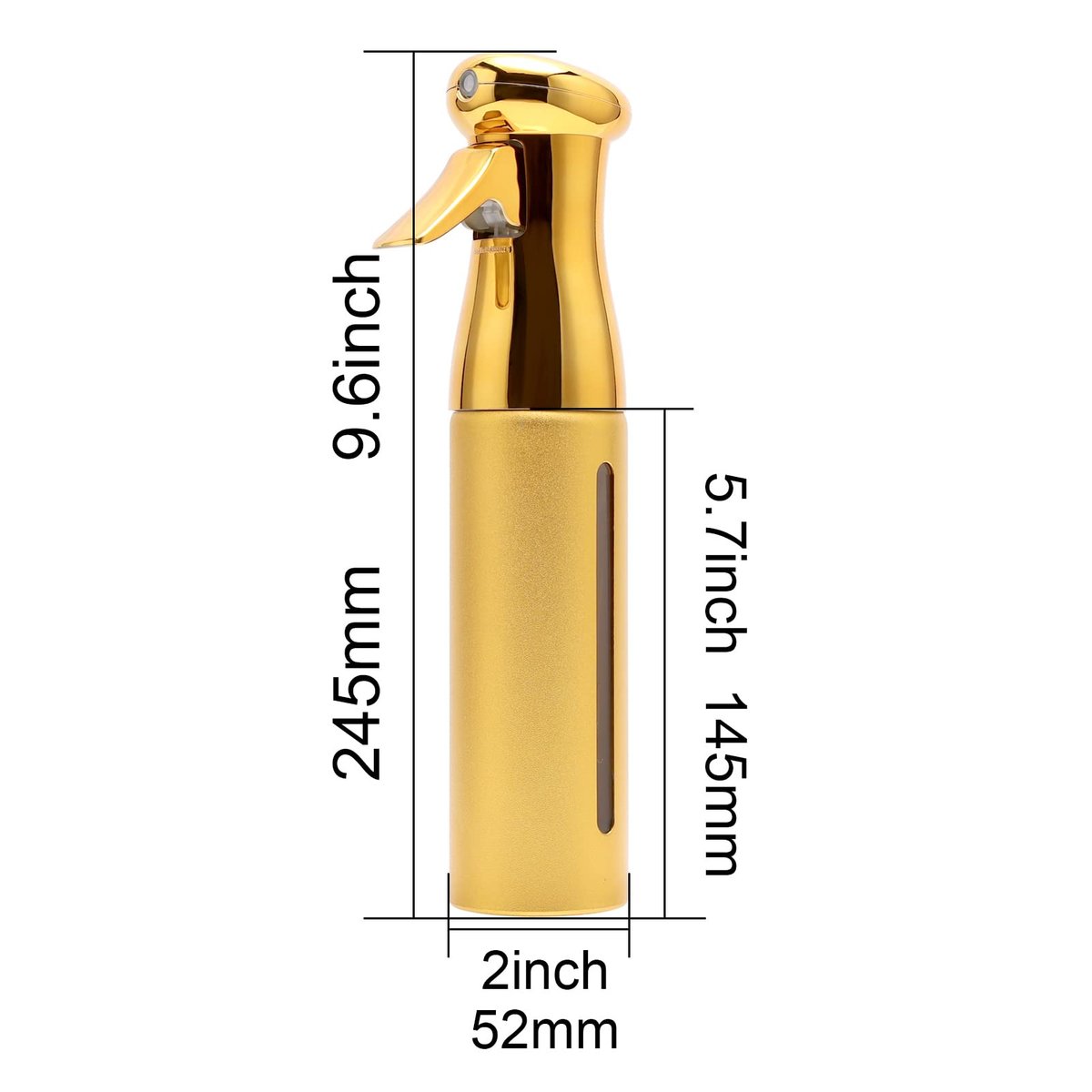 ZIBARBER Salon Style Hair Spray Misting Bottle – Fine Mist Continuous Spray, 10 oz Gold Aluminum Water Mister for Hairstyling & Cleaning Avelisse