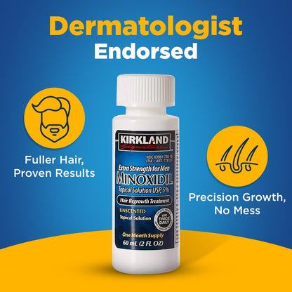 Kirkland Signature 5% Minoxidil Hair Regrowth for Men – 1 Month Supply (2 Fl Oz, Pack of 1) Avelisse