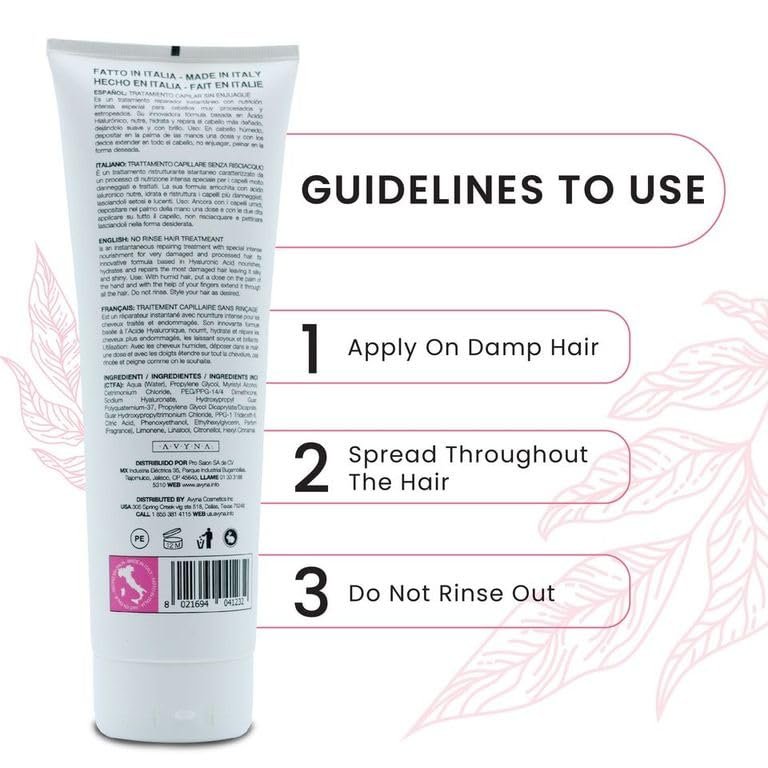 Avyna Leave-in Deep-Penetrating Reconstructor Treatment for Very Damaged and Processed Hair with Hyaluronic Acid, 8.45 oz Avelisse