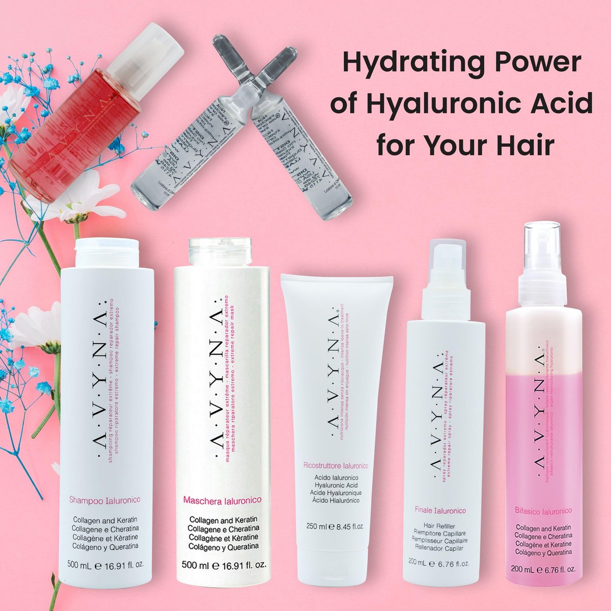 Avyna Hair Restructuring Liquid with Hyaluronic Acid - 3.38 oz Hair Treatment for Damaged & Weak Hair Avelisse