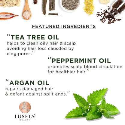 Luseta Tea Tree & Mint Shampoo - Cleansing, Soothing, Anti-Dandruff for All Hair Types (16.9 oz) Avelisse