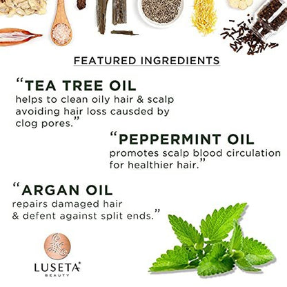 Luseta Tea Tree & Mint Shampoo - Cleansing, Soothing, Anti-Dandruff for All Hair Types (16.9 oz) Avelisse