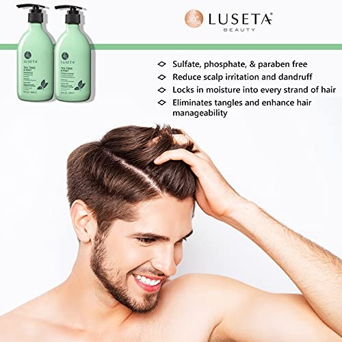 Luseta Tea Tree & Mint Shampoo - Cleansing, Soothing, Anti-Dandruff for All Hair Types (16.9 oz) Avelisse