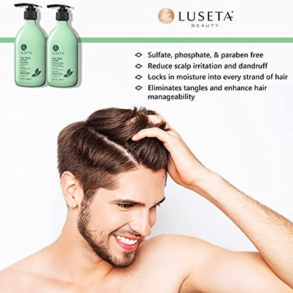 Luseta Tea Tree & Mint Shampoo - Cleansing, Soothing, Anti-Dandruff for All Hair Types (16.9 oz) Avelisse