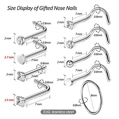 Firstomato 2 PCS Disposable Nose Piercing Gun Self Nose Piercing Kit - Hypoallergenic Surgical Steel Nose Studs