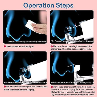 Firstomato 2 PCS Disposable Nose Piercing Gun Self Nose Piercing Kit - Hypoallergenic Surgical Steel Nose Studs