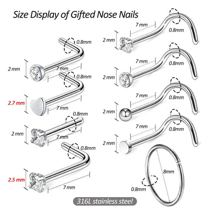 Firstomato 2 PCS Disposable Nose Piercing Gun Self Nose Piercing Kit - Hypoallergenic Surgical Steel Nose Studs