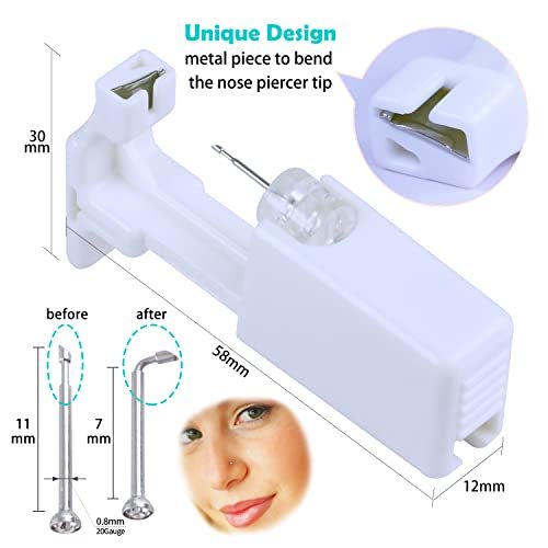 Firstomato 2 PCS Disposable Nose Piercing Gun Self Nose Piercing Kit - Hypoallergenic Surgical Steel Nose Studs - görsel 4