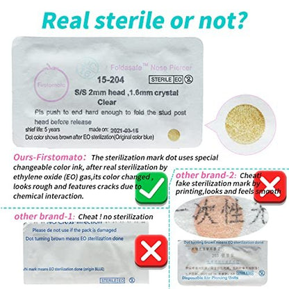 Firstomato 2 PCS Disposable Nose Piercing Gun Self Nose Piercing Kit - Hypoallergenic Surgical Steel Nose Studs