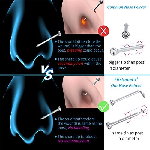 Firstomato 2 PCS Disposable Nose Piercing Gun Self Nose Piercing Kit - Hypoallergenic Surgical Steel Nose Studs - görsel 8
