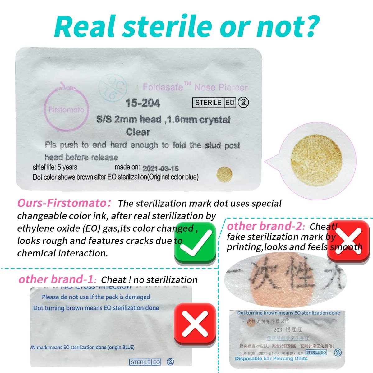 Firstomato 2 PCS Disposable Nose Piercing Gun Self Nose Piercing Kit - Hypoallergenic Surgical Steel Nose Studs - görsel 11