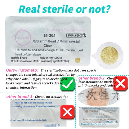 Firstomato 2 PCS Disposable Nose Piercing Gun Self Nose Piercing Kit - Hypoallergenic Surgical Steel Nose Studs