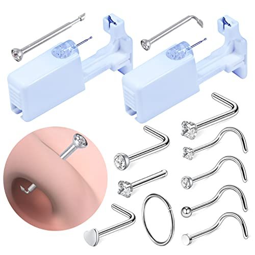Firstomato 2 PCS Disposable Nose Piercing Gun Self Nose Piercing Kit - Hypoallergenic Surgical Steel Nose Studs - görsel 14