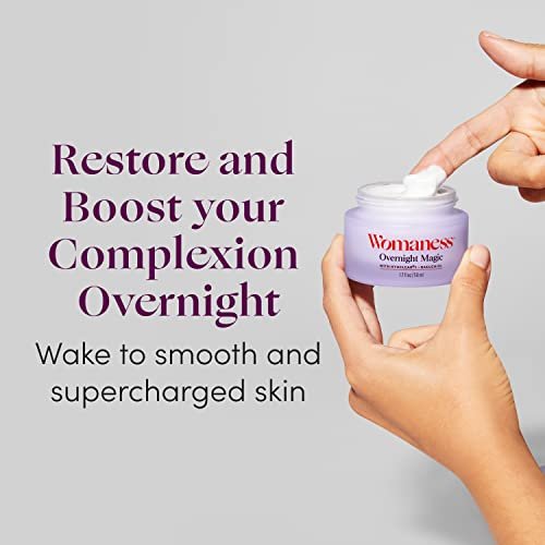 Womaness Overnight Magic Night & Day Face Cream for Women - Anti-Aging Cream with Hyaluronic Acid & Bakuchiol - Hydrating Facial Creams for Day or Night Use – Products for Radiant Aging Skin – 1.7oz Avelisse