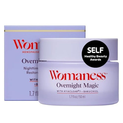 Womaness Overnight Magic Night & Day Face Cream for Women - Anti-Aging Cream with Hyaluronic Acid & Bakuchiol - Hydrating Facial Creams for Day or Night Use – Products for Radiant Aging Skin – 1.7oz Avelisse