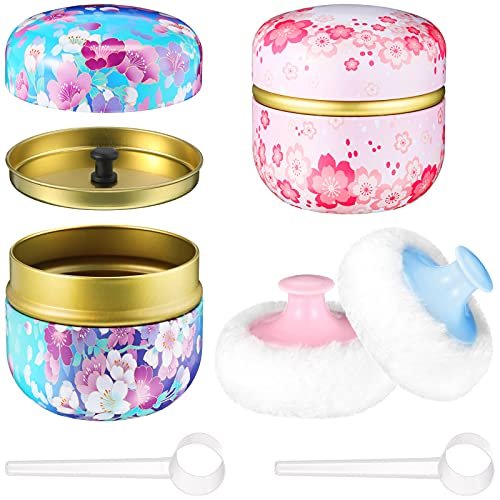Chengu 2 Sets Body Powder Puff and Container – Complete Set of 2: You get two puffs, two containers, and two – Image 2