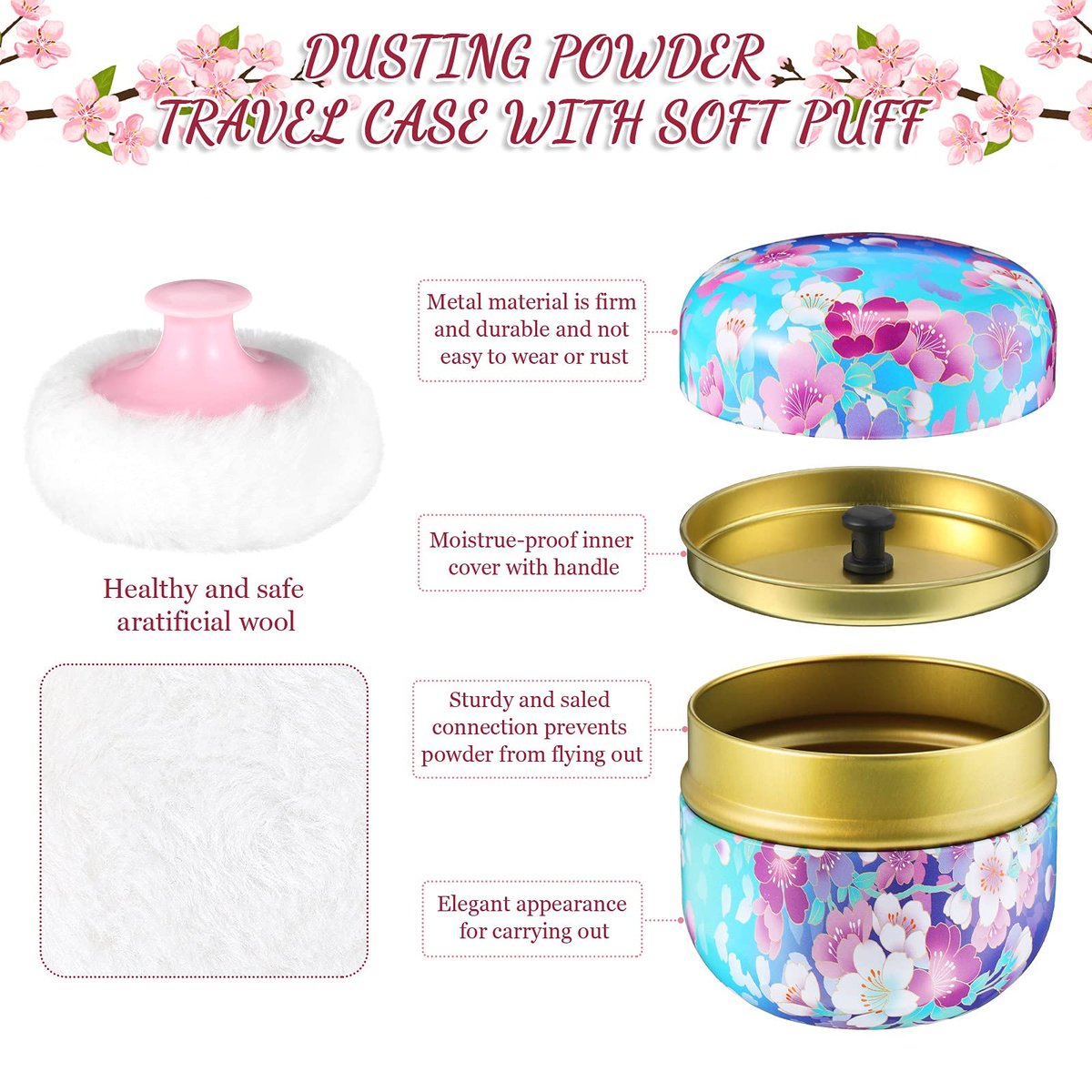 Chengu 2 Sets Body Powder Puff and Container – Reusable and Washable: Simply hand wash the puffs with mild soap – Image 5