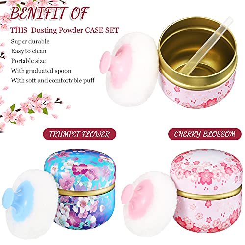 Chengu 2 Sets Body Powder Puff and Container – Care Instructions: Hand wash puffs, air dry; containers are – Image 12