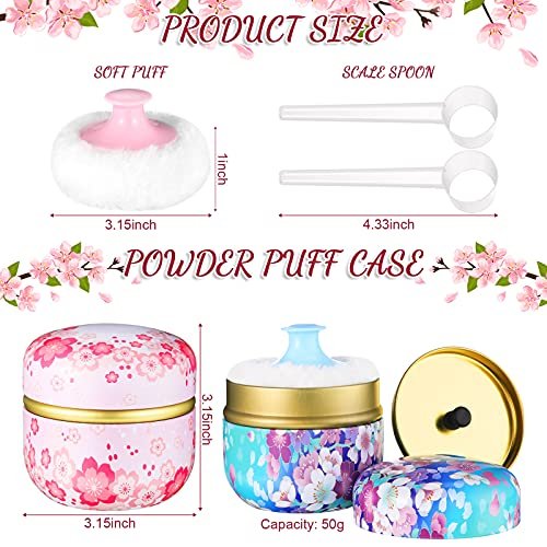 Chengu 2 Sets Body Powder Puff and Container – Easy to Use Spoon: The included spoon helps you transfer powder – Image 4