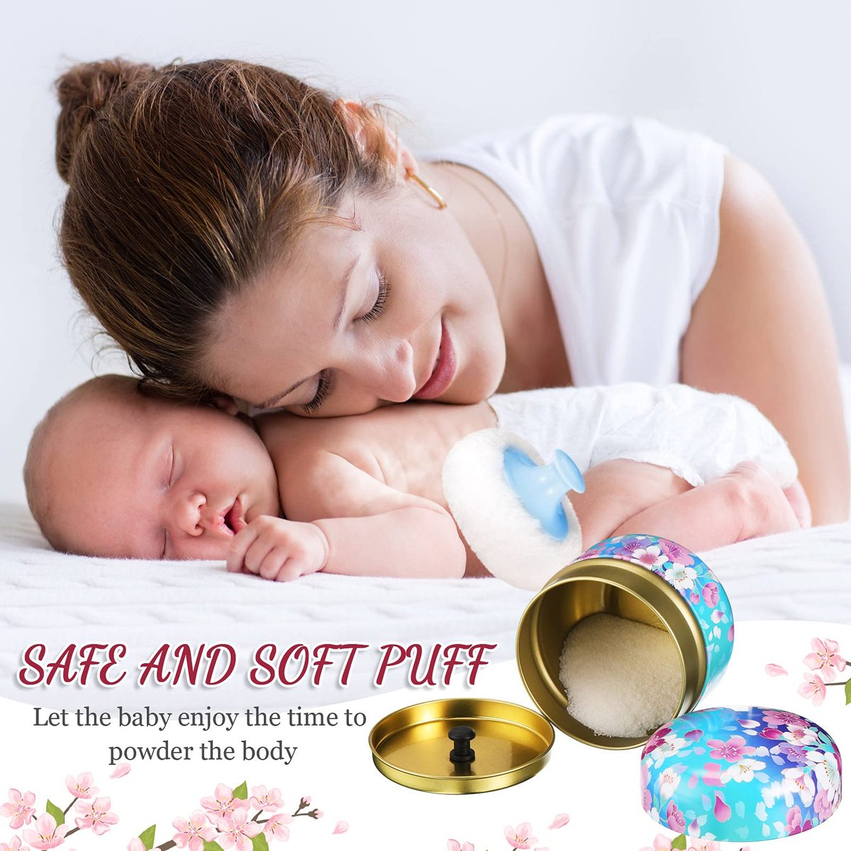 Chengu 2 Sets Body Powder Puff and Container – Material: Soft velour fabric (puffs), BPA-free plastic (containers) – Image 9