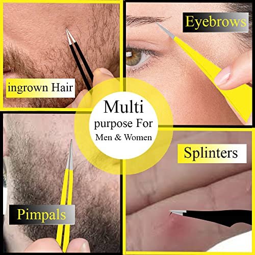 Super Sharp Pointed Tweezers Precision Fine Point Tip Ingrown Hair Removal Kit - Extra Thin Stainless Facial Hair Remover for Face - görsel 10