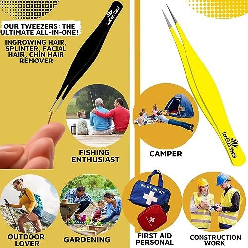 Super Sharp Pointed Tweezers Precision Fine Point Tip Ingrown Hair Removal Kit - Extra Thin Stainless Facial Hair Remover for Face - görsel 8