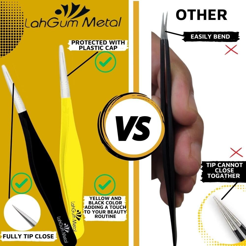 Super Sharp Pointed Tweezers Precision Fine Point Tip Ingrown Hair Removal Kit - Extra Thin Stainless Facial Hair Remover for Face - görsel 5
