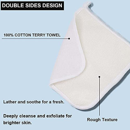 PPHAO BASIC Soft Weave Washcloth for Face - Exfoliating Washcloths for Dead Skin - 6 Pack Cotton Towels