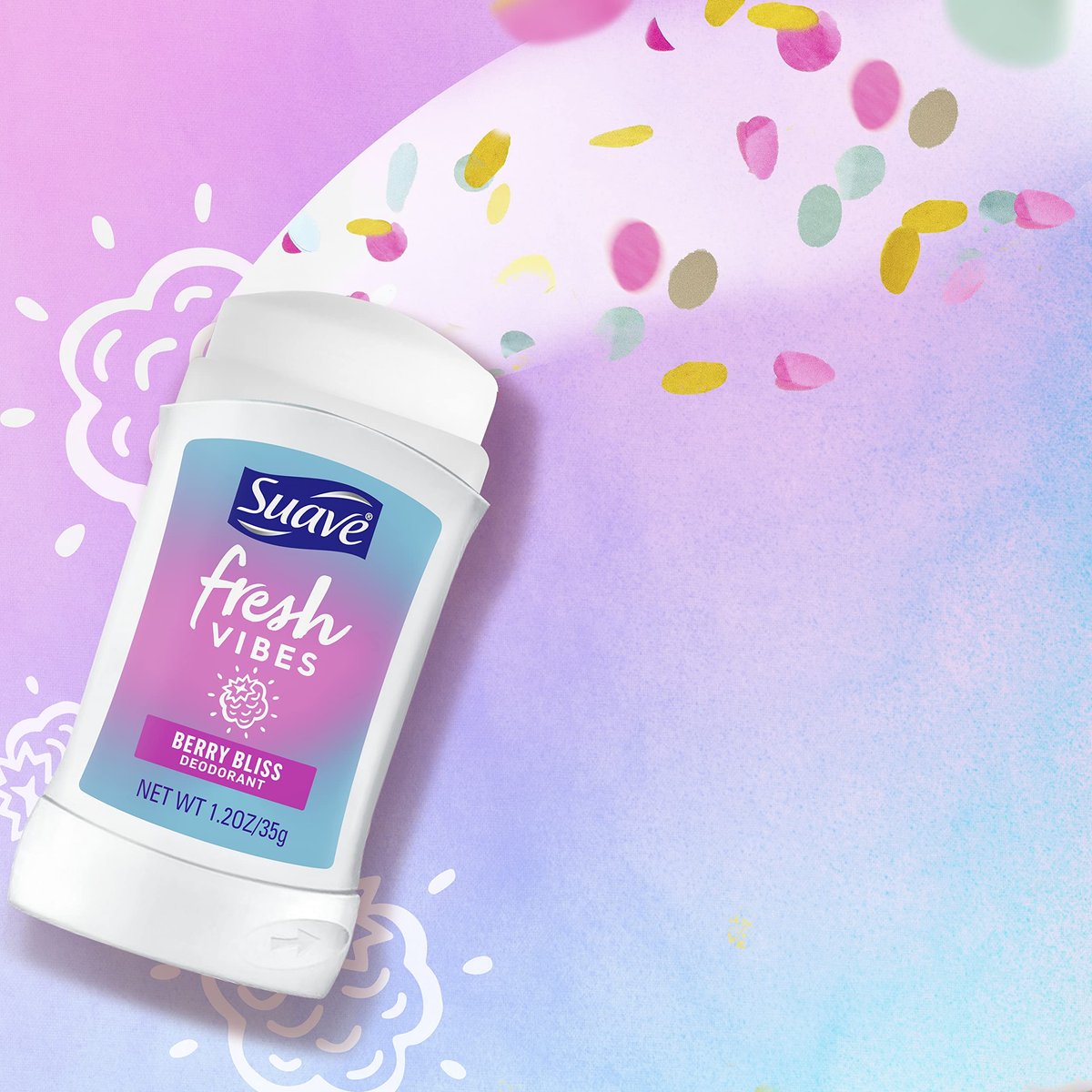 Suave Fresh Vibes Aluminum Free Deodorant Stick, Berry Bliss, 48 Hour Odor Protection, Dermatologist Tested, 1.2 oz - görsel 11