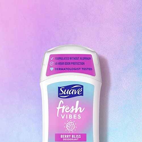 Suave Fresh Vibes Aluminum Free Deodorant Stick, Berry Bliss, 48 Hour Odor Protection, Dermatologist Tested, 1.2 oz - görsel 16