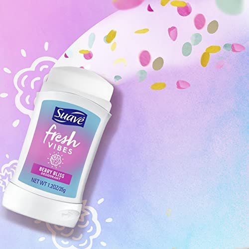 Suave Fresh Vibes Aluminum Free Deodorant Stick, Berry Bliss, 48 Hour Odor Protection, Dermatologist Tested, 1.2 oz - görsel 12