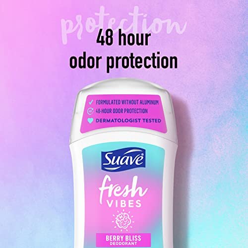 Suave Fresh Vibes Aluminum Free Deodorant Stick, Berry Bliss, 48 Hour Odor Protection, Dermatologist Tested, 1.2 oz - görsel 10