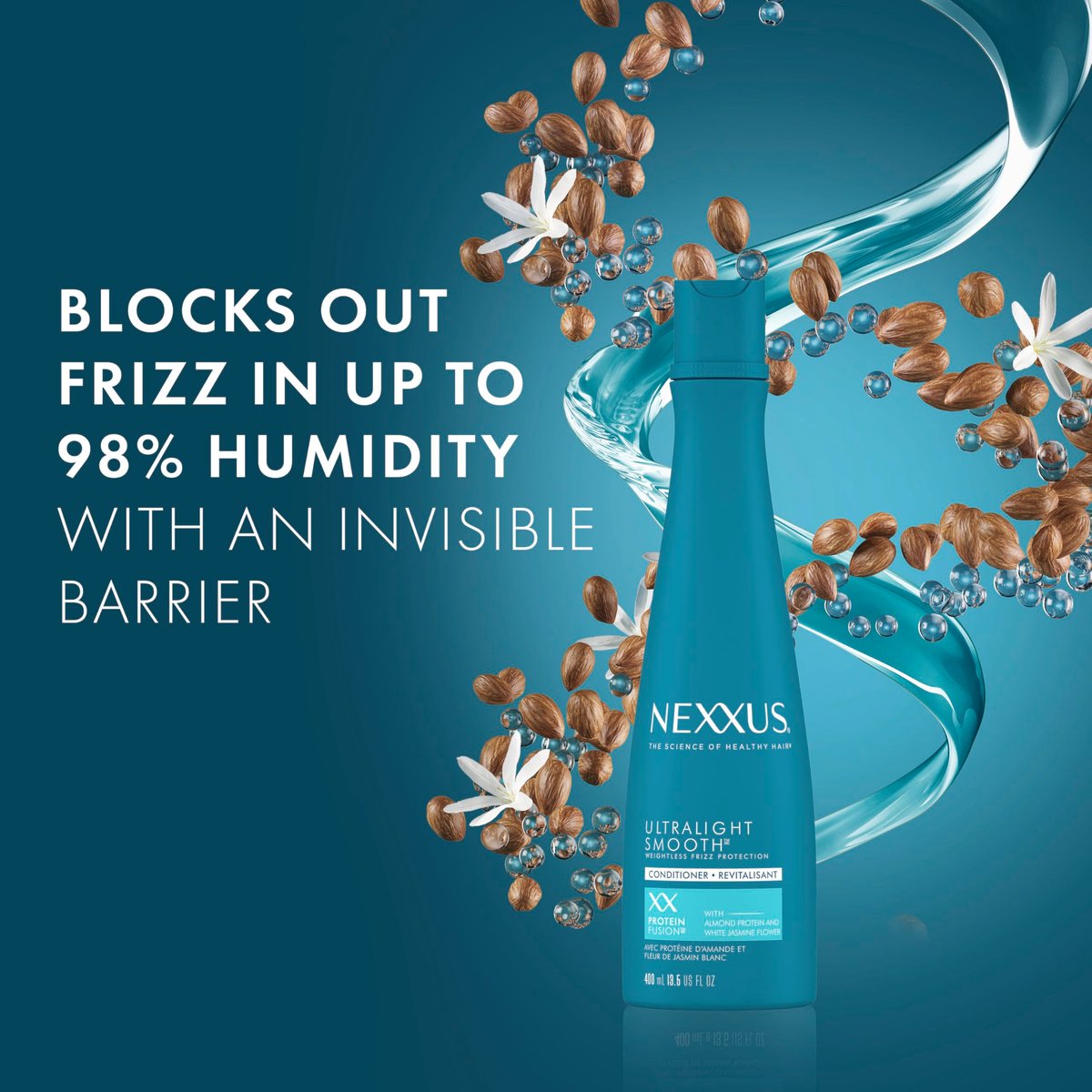 Nexxus Ultralight Smooth Smoothing Conditioner for Frizzy Hair, 13.5 oz – Dry Hair Repair with Frizz Deflector Technology & Biomimetic 18-MEA Avelisse