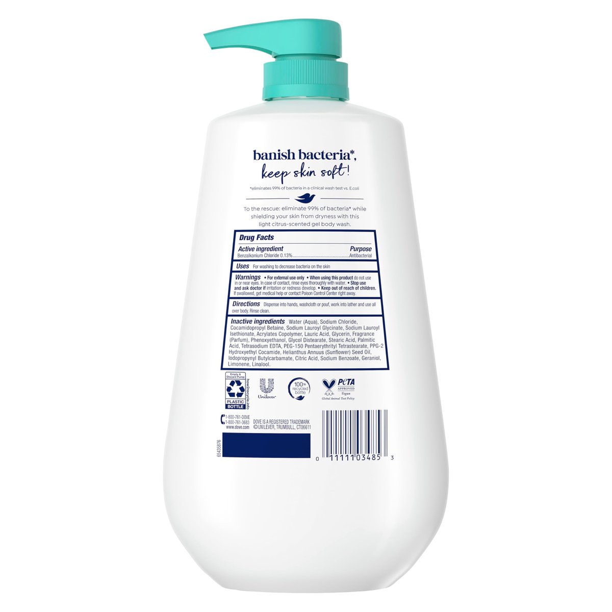 Dove Antibacterial Body Wash with Pump – 30.6 oz, Moisturizing & Gentle for All Skin Types Avelisse