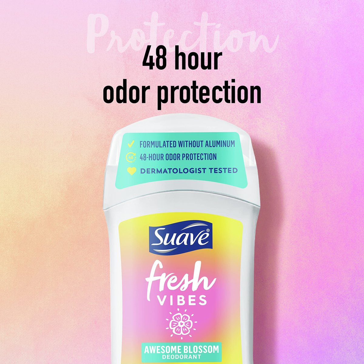 Suave Fresh Vibes Deodorant Stick, Awesome Blossom Scent, Aluminum Free, 48 Hour Odor Protection, 1.2 oz - görsel 3