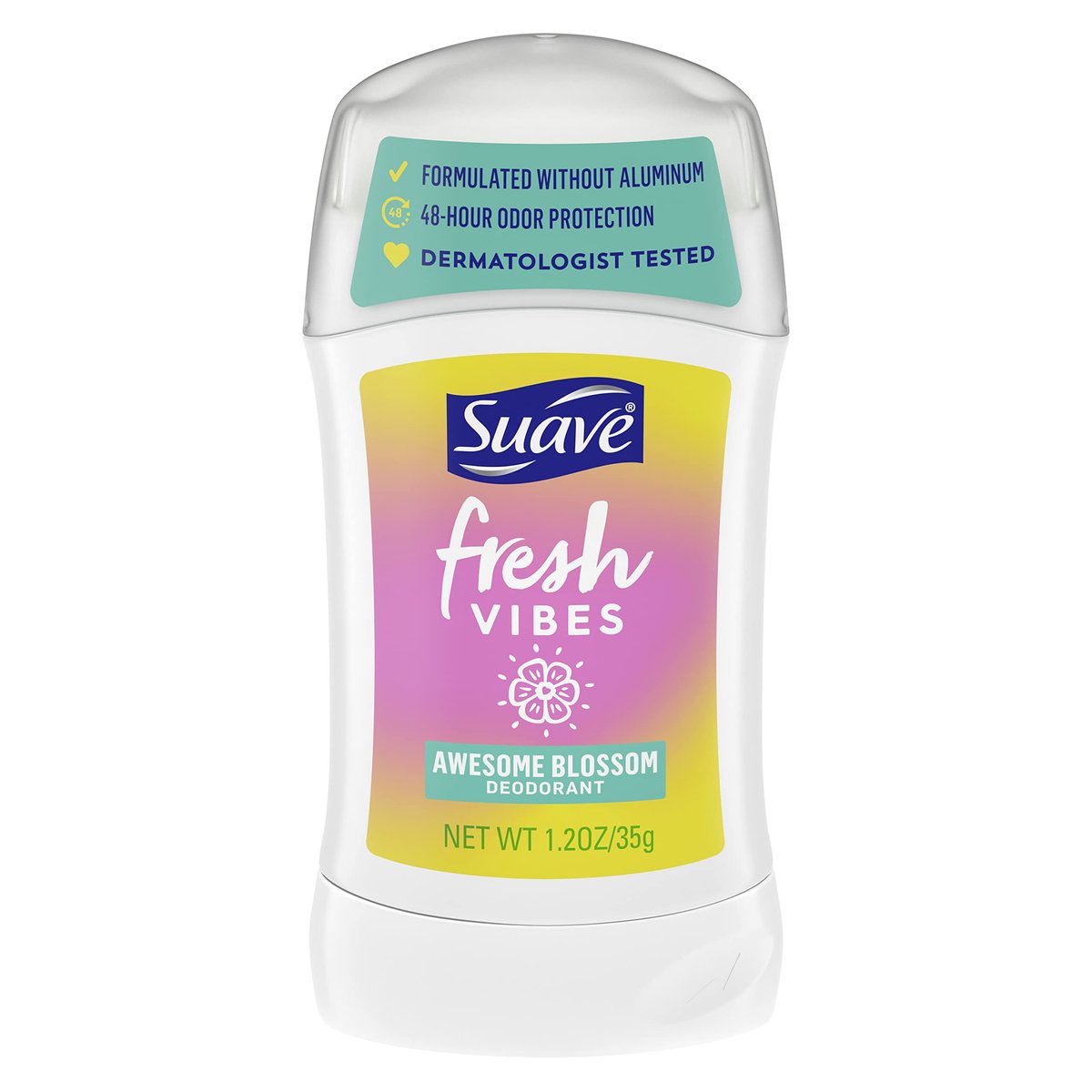 Suave Fresh Vibes Deodorant Stick, Awesome Blossom Scent, Aluminum Free, 48 Hour Odor Protection, 1.2 oz - görsel 1