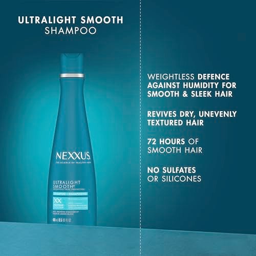 Nexxus Ultralight Smooth Smoothing Shampoo for Frizzy Hair, Frizz Deflector Technology, Biomimetic 18-MEA, 13.5 oz Avelisse