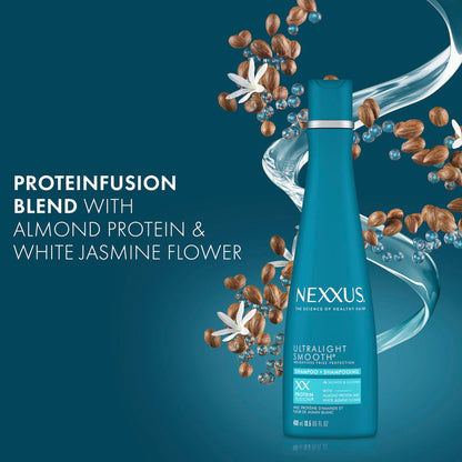 Nexxus Ultralight Smooth Smoothing Shampoo for Frizzy Hair, Frizz Deflector Technology, Biomimetic 18-MEA, 13.5 oz Avelisse