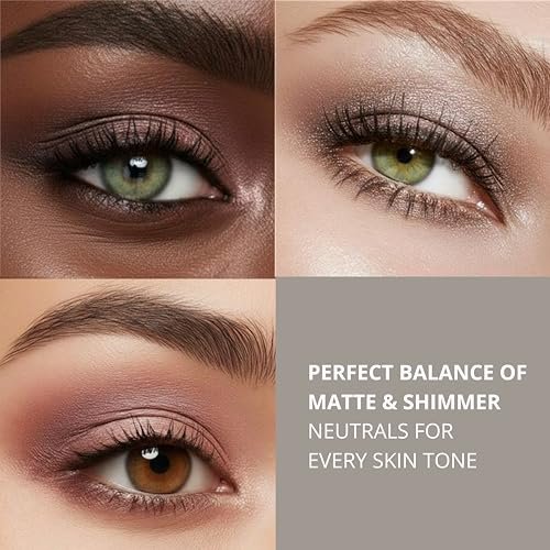 Lamora Attraction Eyeshadow Palette - 12 Soft Brown Neutral Shadows, Matte & Shimmer, Long-Lasting Travel Makeup with Mirror Avelisse