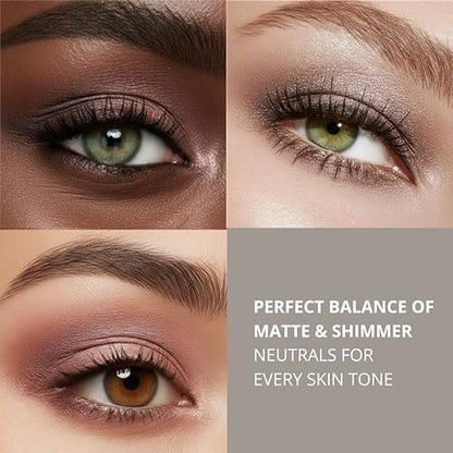 Lamora Attraction Eyeshadow Palette - 12 Soft Brown Neutral Shadows, Matte & Shimmer, Long-Lasting Travel Makeup with Mirror Avelisse
