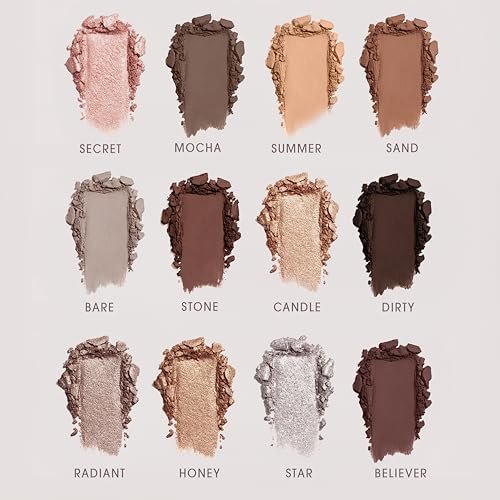 Lamora Attraction Eyeshadow Palette - 12 Soft Brown Neutral Shadows, Matte & Shimmer, Long-Lasting Travel Makeup with Mirror Avelisse